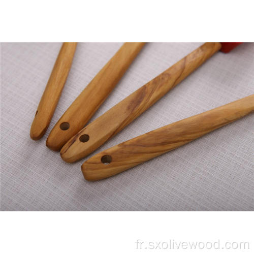 Spatule / brosse en silicone avec manche en bois d&#39;olivier